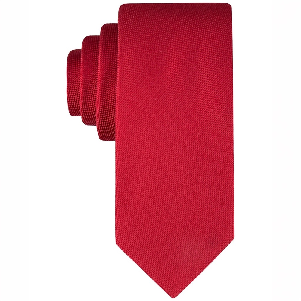 Tommy Hilfiger 51% Silk Solid Red Oxford Tie
